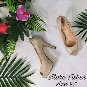 $10 SHOE SALE! Marc Fisher beige peeptoe heel size 9.5